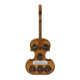 Suport forma vioara cu 6 pahare pentru tuica, 50ml, 44x19cm, maro Z-TOOLS / EXT 10470