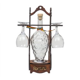 Suport vioara, sticla model strugure cu doua pahare de vin / EXT 10715