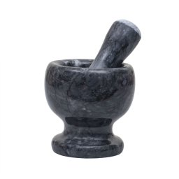 Mojar cu pistil, din marmura, diametru 10cm, inaltime 10.5cm, negru / ZTS 8044
