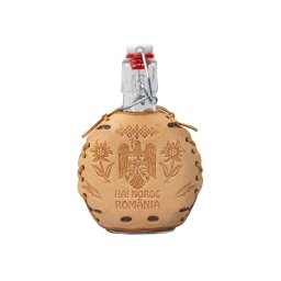 Plosca din sticla cu husa de piele, capacitate 200ml / EXT 10789