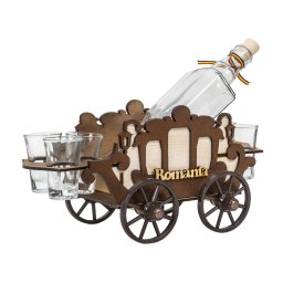 Set 6 pahare Shot cu sticla, pe suport, model caruta / EXT 6094_1