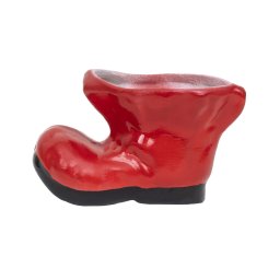 Decoratiune pentru gradina, din ceramica, bocanc mini cu suport pentru flori, inaltime 10cm, lungime 18cm / EXT 6210_rosu