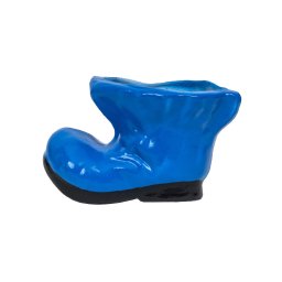 Decoratiune pentru gradina, din ceramica, bocanc mini cu suport pentru flori, inaltime 10cm, lungime 18cm / EXT 6210_albastru