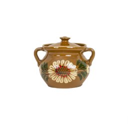 Oala din lut cu capac, diametru 14 cm, capacitate 1l / EXT 10328