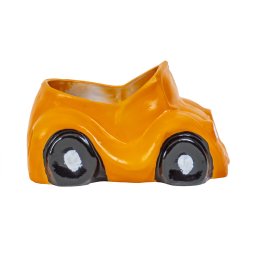 Decoratiune pentru gradina, din ceramica, masinuta cu suport pentru flori, lungime 26cm / EXT 10203_galben