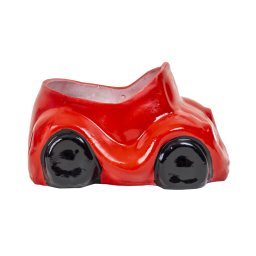 Decoratiune pentru gradina, din ceramica, masinuta cu suport pentru flori, lungime 26cm, rosu / EXT 10203