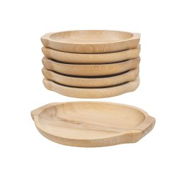 Set 6 farfurii din lemn de fag, forma rotunda, 24x22 cm / EXT 6182