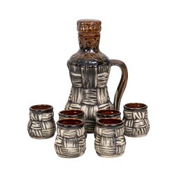 Set 6 pahare cu sticla in forma de ulcior din ceramica, 7006 / EXT 10233