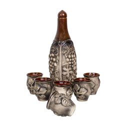 Set pentru vin din ceramica, o sticla si 6 pahare, 7011 / EXT 10234