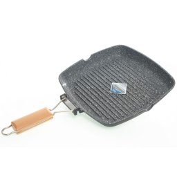 Tigaie grill, diametru 28 cm, material aluminiu, interior granit, maner pliabil, compatibil inductie / ZLN 3369
