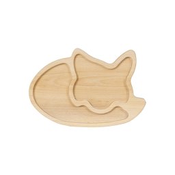 Platou din lemn de fag pentru copii, forma pisica, 29x20x2cm / EXT 7264_1