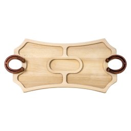 Platou de lemn, compartimentat cu maner potcoava 56x25.5cm / EXT 7215