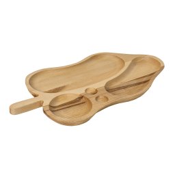 Platou pentru servire, din lemn de fag, in forma de frunza 50x26x2cm / EXT 5612