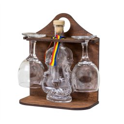 Suport sticla in forma de vioara, plus doua pahare / EXT 7128