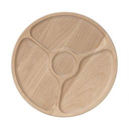 Tava rotativa pentru servire, din lemn de fag, cu 4 compartimente, diametru 33cm / EXT 7420