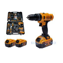 Masina de gaurit si insurubat cu percutie 120 piese, 48v, 2 acumulatori, trusa, incarcator inclus, bormasina autofiletanta 8AH, 1300rpm, Campion CMP1663