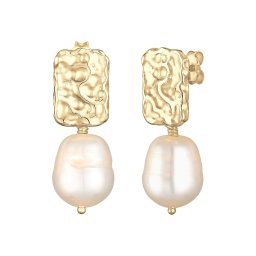 ELLI PREMIUM Cercei auriu / alb perlat
