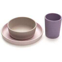 Melii Feeding Set serviciu de masă Pink, Purple, Grey 3 buc