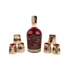 Pachet cadou cu set 6 pahare de tuica din ceramica de Sitar si visinata Celar 700 ml