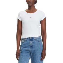 CALVIN KLEIN T-Shirt A- Woven Label 2X2 Rib Baby Te LV047C200G YAA brilliant white