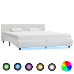 Cadru de pat cu LED, alb, 180 x 200 cm, piele ecologica GartenMobel Dekor