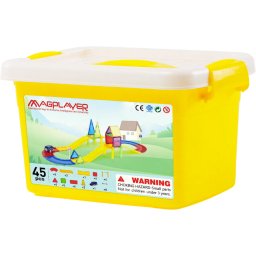 Set de constructie magnetic 3D - Circuit masinute (45 piese)