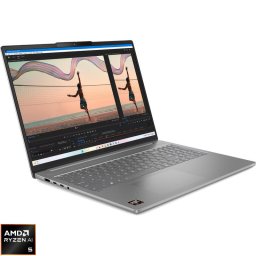 Laptop Lenovo 16'' IdeaPad Slim 5 16AKP10, 2.8K OLED 120Hz, Procesor AMD Ryzen™ AI 5 340 (16M Cache, up to 4.80 GHz), 16GB DDR5, 1TB SSD, AMD Radeon 840M, No OS, Luna Grey (INT Keyboard)