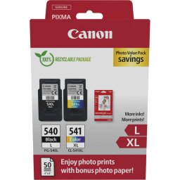 Pachet cartuse cearneala Canon PG-540L, CL-541XL, negru: 300 pagini/11ml, Color: 400 pagini, Hartie foto GP-501 50 de coli
