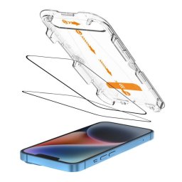 Folie de protectie Ecran Tech-Protect, Quick Set+, pentru Apple iPhone 16e / 14 / 13 Pro / 13, Sticla Securizata, Full Glue, Set 2 bucati, Cu Rama Ajutatoare, Neagra