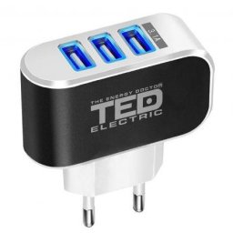 Alimentator (Incarcator) de la retea (230V) la 3 x USB maxim 3,1A TED288084 - PM1