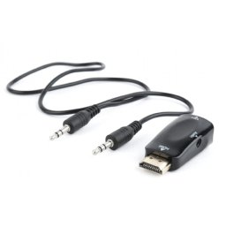 ADAPTOR video GEMBIRD, splitter HDMI (T) la VGA (M) + Jack 3.5mm (T), rezolutie maxima Full HD (1920 x 1080) la 60Hz, cablu audio 3.5 mm jack, black, A-HDMI-VGA-02 (timbru verde 0.08 lei)