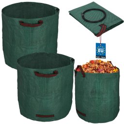 Grădină sac coș pentru frunze iarbă rotund pliabil 270 l set de 2 buc.