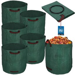 Grădină sac coș pentru frunze iarbă rotund pliabil 270 l set de 5 buc.