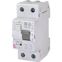 Intrerupator diferential RCBO KZS-2M 1P+N 16A/30mA curba B tip A 10kA Eti 002173204