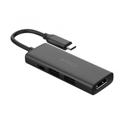 Docking station USB type C la HDMI 4K30Hz + 2 x USB-A + 1 x USB type C PD 100W, A4TECH DST-40C-GR