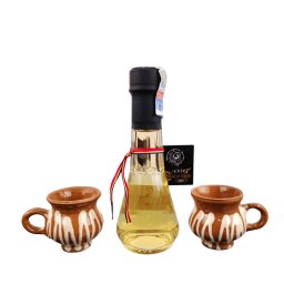 SET SUVENIR CANUTE CERAMICĂ DE CORUND SI PALINCA PREMIUM 100ML (cod CAD074)