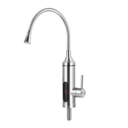 Robinet electric incalzire apa instant Voltz V57100EW, 3300W, Cu afisaj, Pana la 60C, Montare pe blat, Otel inoxidabil