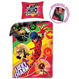 Lenjerie pat 140 x 200 cm, 100% bumbac Miraculous Buburuza