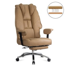 Scaun directorial bej din piele ecologica cu baza metalica OFF 421