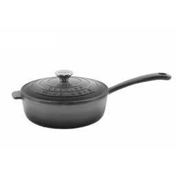 Cratita din fonta emailata cu coada si capac, 24x8cm, capacitate 2.5l Marble Gray / DCN58638