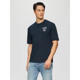 s.Oliver Tricou barbati cu decolteu la baza gatului, Regular fit, din jerse de bumbac, Bleumarin inchis (SELECTATI MARIMEA: S)