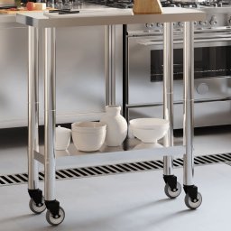 Masa de lucru bucatarie cu roti, 82,5x30x85 cm, otel inoxidabil GartenMobel Dekor