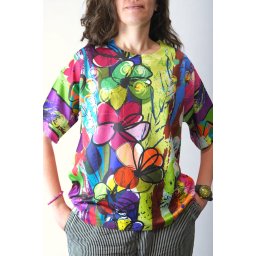 Bluză Cu Imprimeu Floral Pop Art Multicolor