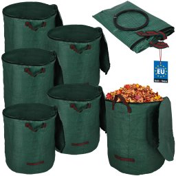 Grădină sac coș pentru frunze iarbă fermoar rotund 270 l set de 5 buc.