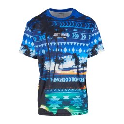 Just Rhyse Tricou 'Palm Coast' albastru / negru