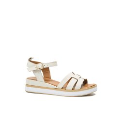 Sandale damă Anna Viotti cu talpa wedge, crem din piele naturală GOR2513-39 EU