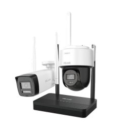 Kit supraveghere IP Wireless Hikvision HiLook IKS-2044BPH-PH/W, 1x camera dome, 1x camera bullet, 4MP, Audio, NVR 4 canale