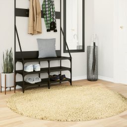 Covor pufos "PAMPLONA" cu fire înalte, auriu modern, Ø 160 cm GartenMobel Dekor