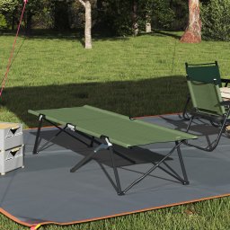 Pat pliabil cu geanta verde armat din tesatura Oxford 600D GartenMobel Dekor