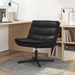 Scaun Rotativ Negru Piele sintetica cu baza din metal Mediu GartenMobel Dekor